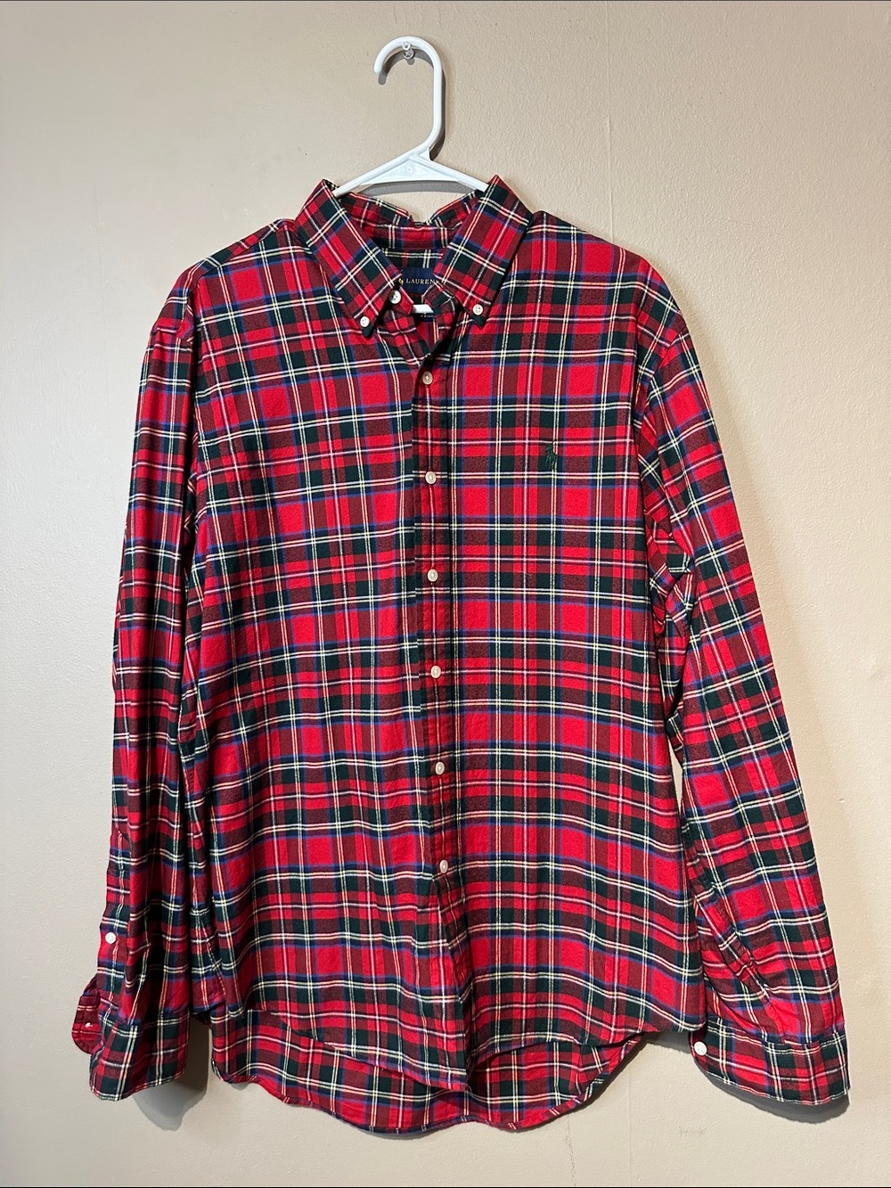 Mens Polo Ralph Lauren Plaid Button-Down Casual Shirt brushed flannel